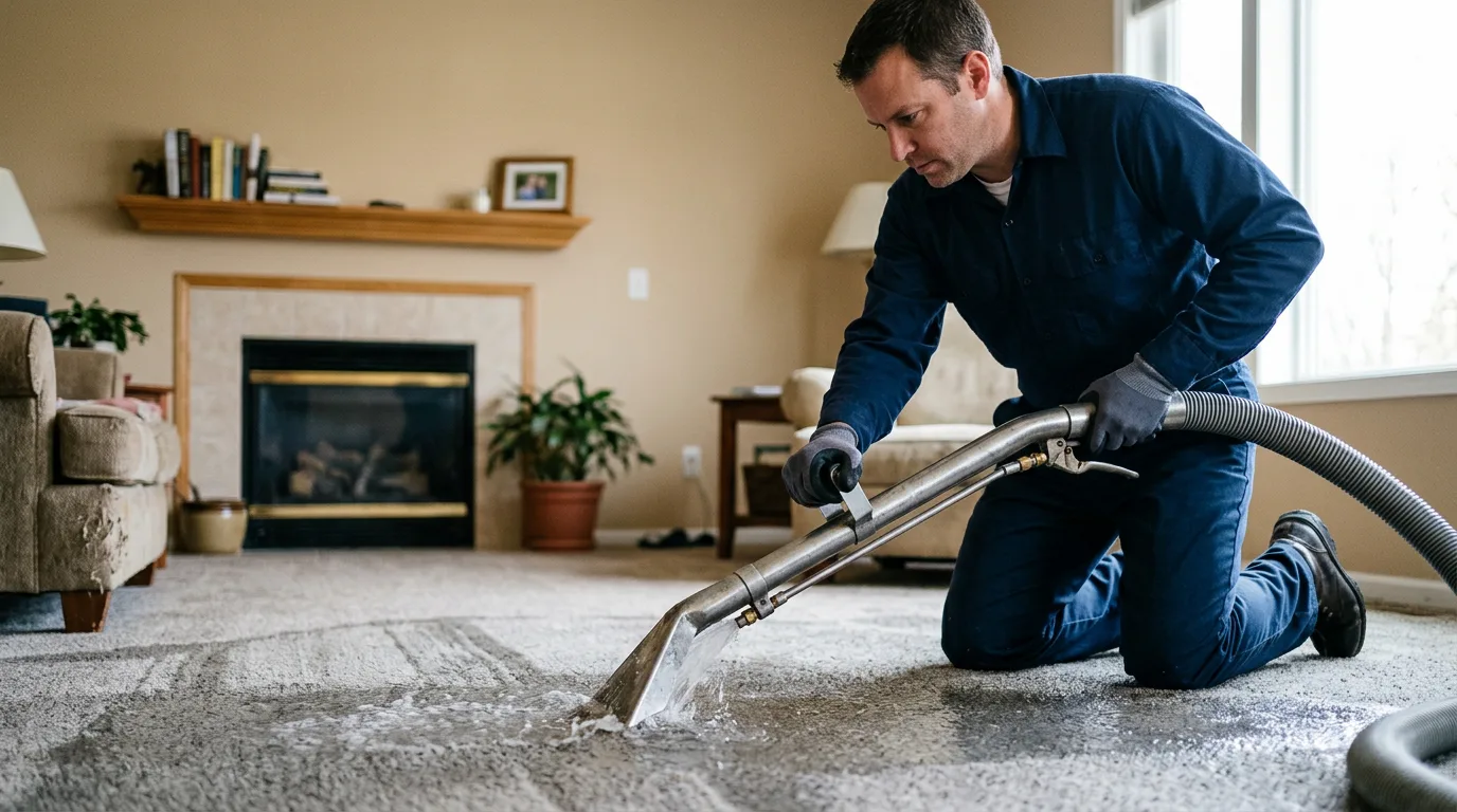 Water damage restoration technician working near Saint Charles, IL